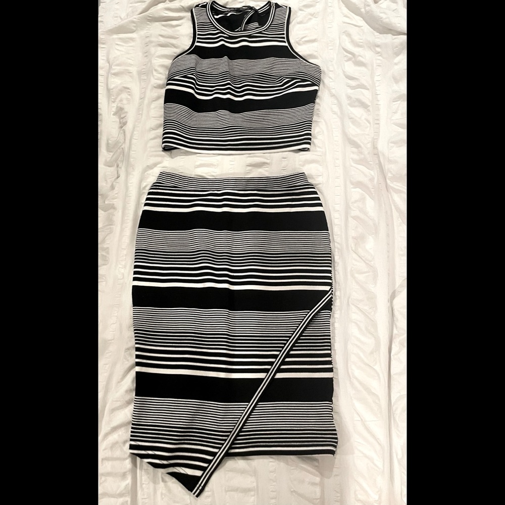 19 Cooper Two Piece Shirt and Skirt Stripped Set